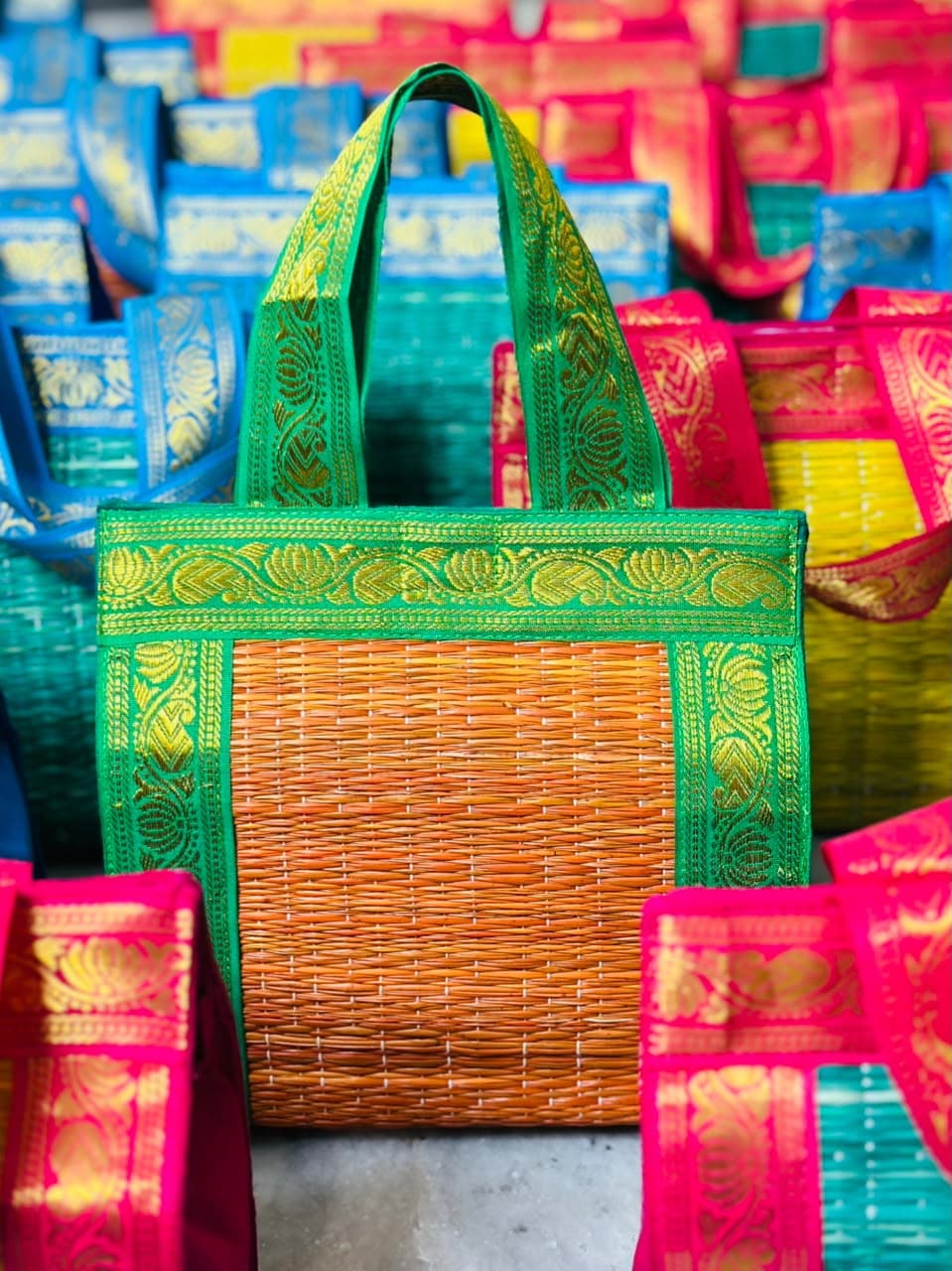 Full Kora Bag with Mango Zari — 8 inch