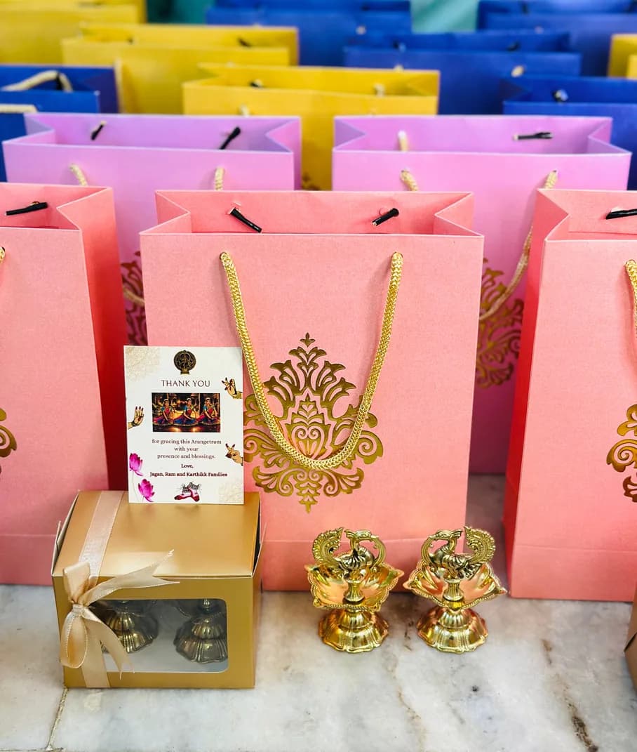 Annapakshi diyas boxed for an Arangetram